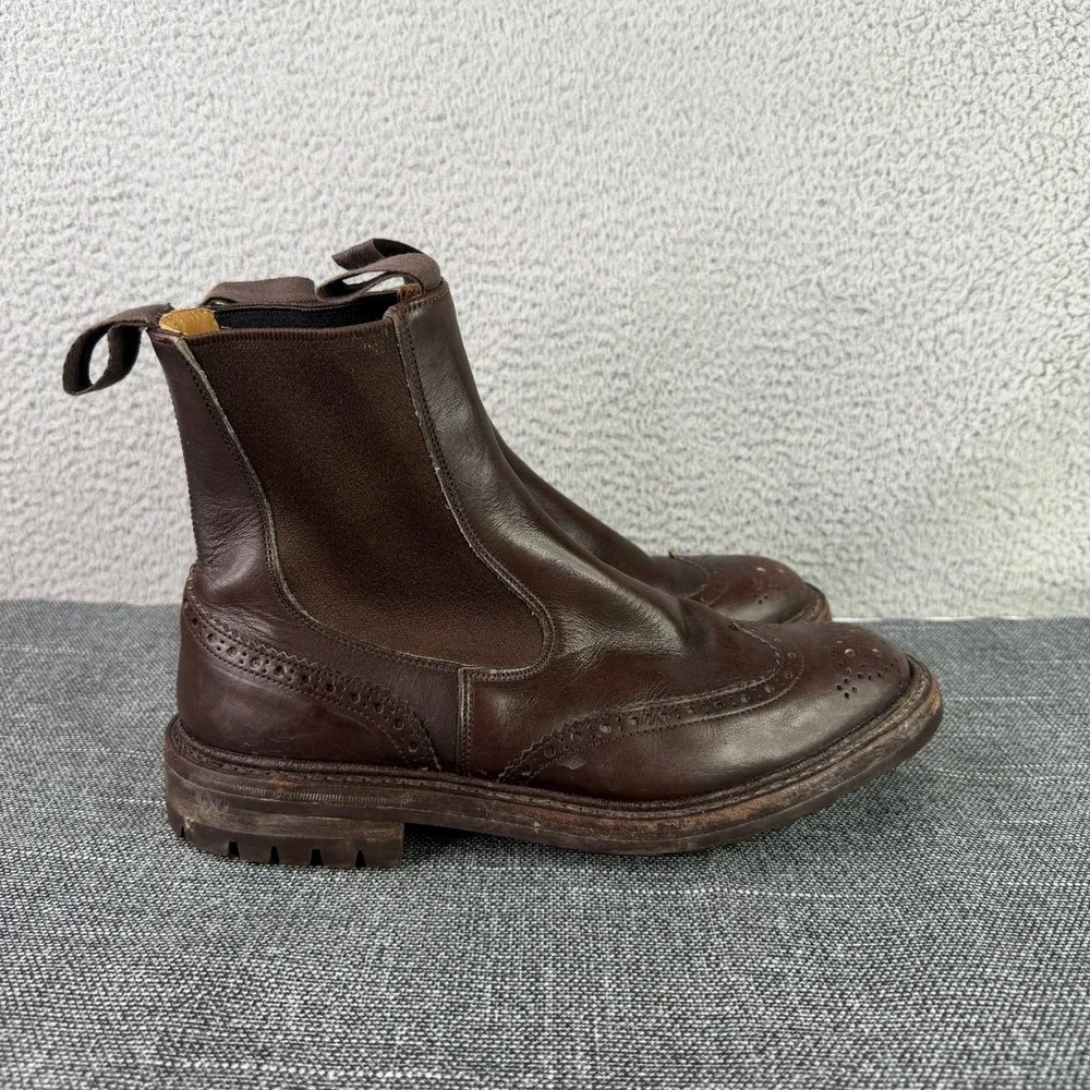 Trickers Henry Brogue Chelsea Boots Mens UK 8.5 US 9.5 Brown Leather England